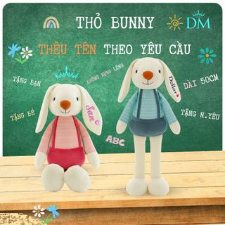  Thỏ Bông Thêu Tên Theo Yêu Cầu Cho Bé - Gấu Bông Size 50cm Đáng Yêu Dollarminho 