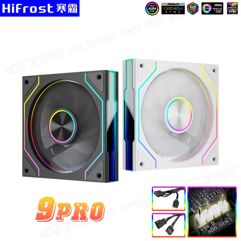 Quạt Tản Nhiệt, Fan Case 12cm Vô Cực 9Pro LED ARGB (4Pin PWM) & Bộ HUB Điều Khiển