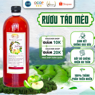 [1 lít] R.ượu Táo Mèo Rucota Đào Công Thành - R.ượu Hoa Quả Lên Men Tự Nhiên - OCOP 3 sao