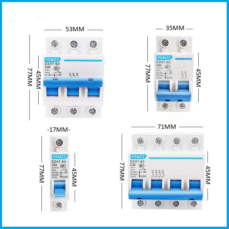 CB tép, MCB, CB cóc, cầu dao 2pha, 1pha 40A, 32A, 25A Pemzz sản xuất