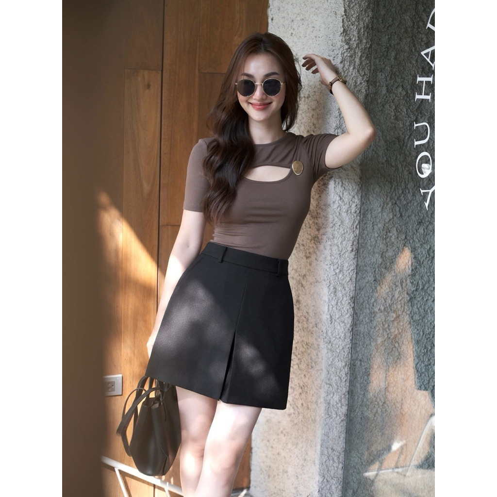 Chân Váy Chữ A Ngắn 2 Lớp Có Túi Chéo 2 Bên Tôn Dáng Kèm Ly Cá Tính, Mã CV55