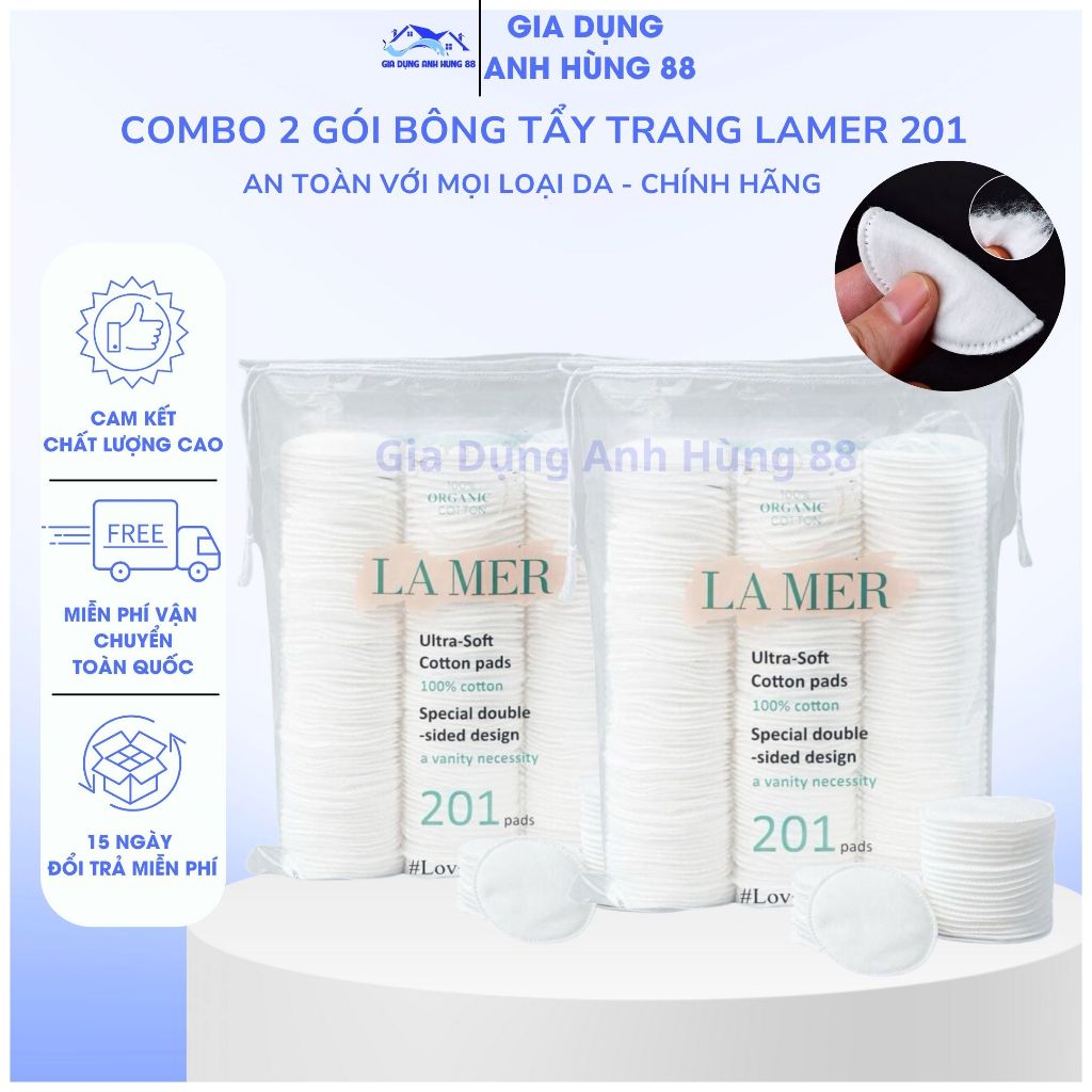 (Combo 2 Gói) Bông Tẩy Trang Lamer 201, Bông Tẩy Trang Miniso 180 Miếng, Bông Tẩy Trang Lamer Chính 