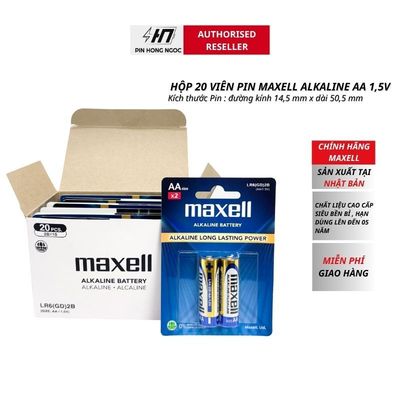 Hộp 20 viên pin Maxell Alkaline AA, AAA 1,5V ( Xanh Dương ) - Hàng chính hãng