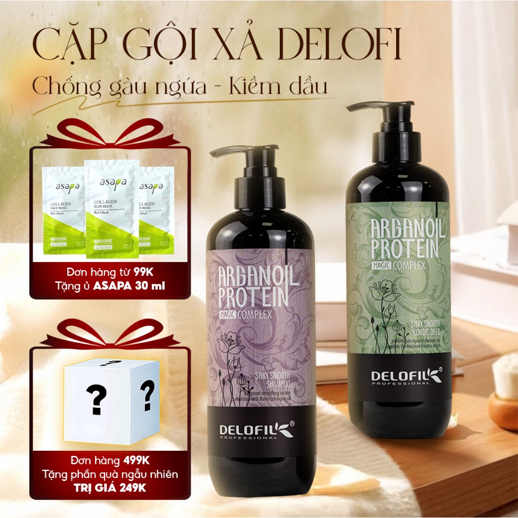  Dầu gội xả sạch gàu kiềm dầu mềm mượt chống gãy rụng phục hồi tóc Delofil Silky Smooth 500 800ml - Mỹ phẩm Xuân Thì 