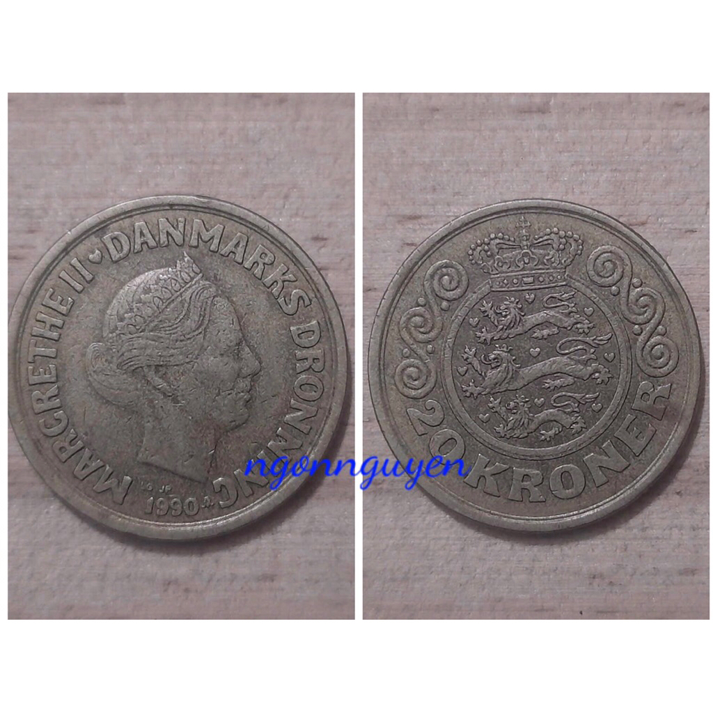 Sưu tầm 1 xu 20 của Đan Mạch (Denmark) 1990-1993