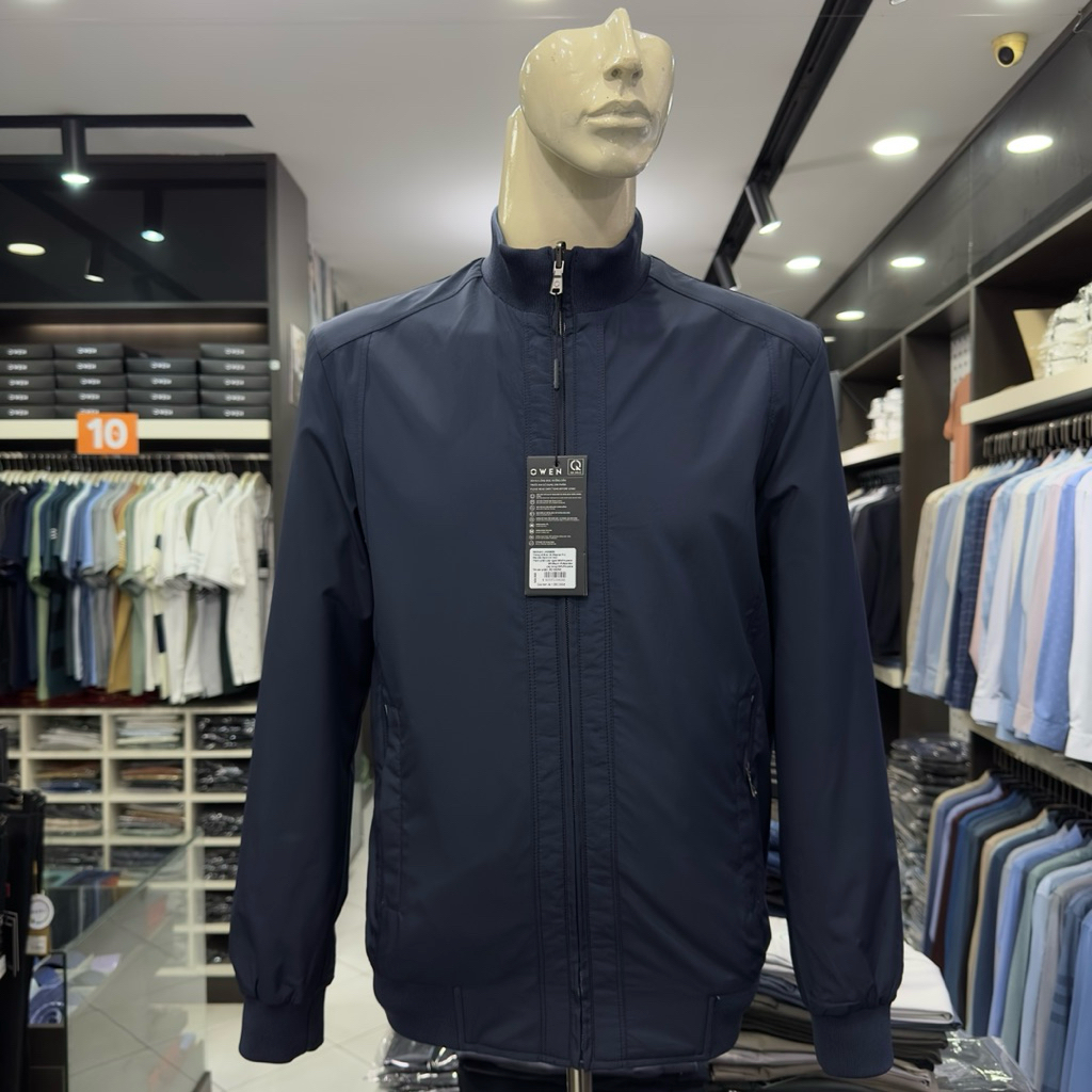 Áo khoác gió nam Owen 2 lớp màu xanh tím than regular fit 2 mặt JK256089