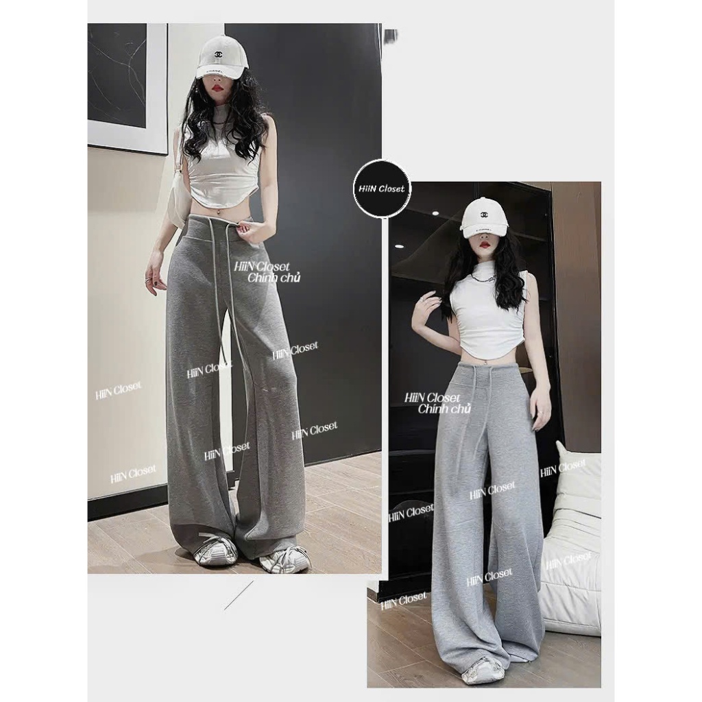 Quần Suông ống rộng cạp liền phối dây rút - Quần suông nữ chất UMI LẠNH mềm mịn co giãn 4c HiiNCloset - 147 | BigBuy360 - bigbuy360.vn