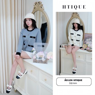   BST Thu Đông HTIQUE  Áo cardigan vibes tiểu thư sang chảnh Áo len dệt kim nữ tính LA12 