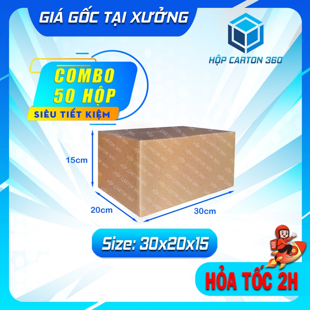 30x20x15 - Combo 50 hộp carton đóng hàng