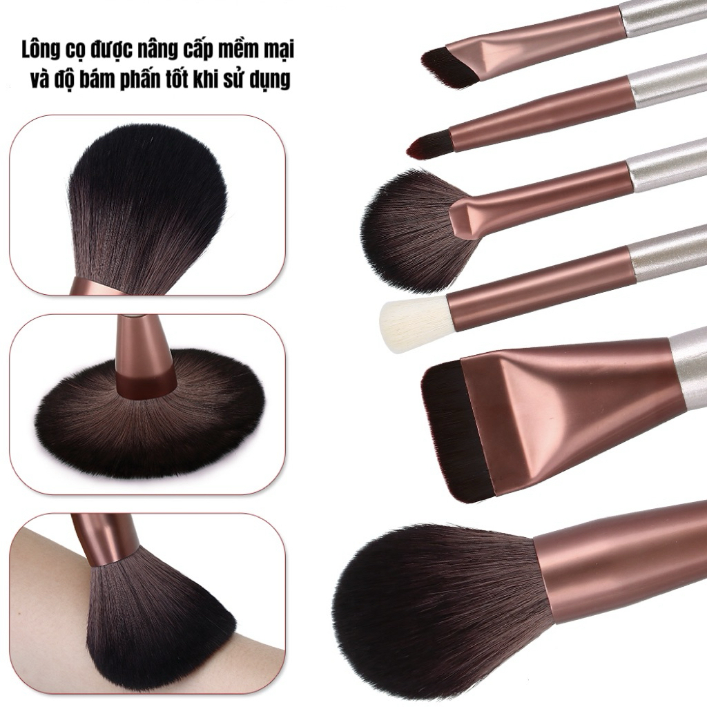 Bộ Cọ Trang Điểm Cá Nhân GUVIET 12 Cây Nâu Ngà Có Bao Da | BigBuy360 - bigbuy360.vn