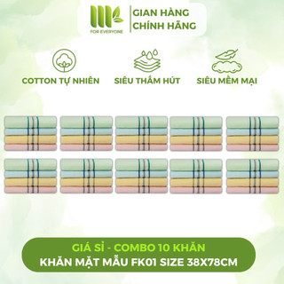 Bộ 10 khăn mặt cao cấp MK 38x78cm FK01 100% cotton mềm mại, thấm hút, kháng khuẩn