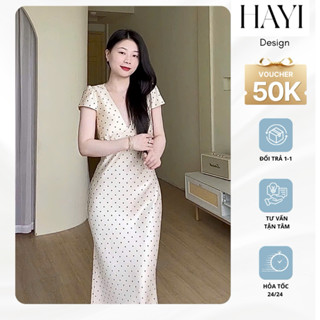   SẴN-HOẢ TỐC  Đầm Lụa Chấm Bi Dáng Dài Lụa Tô Châu Cao Cấp Dáng Xoè Đuôi Cá Tôn Dáng Siêu Đẹp 