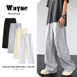 Quần Nỉ Ống Rộng Vải Nỉ 2Da Track Pants Unisex Nam Nữ, Form Ống Đứng Co Dãn Tốt Wayne Menswear