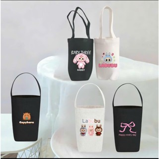  Túi đựng bình nước vải canvas vừa dung tích 900ml in hình dễ thương túi đựng lý đựng cốc bình giữ nhiệt văn phòng 