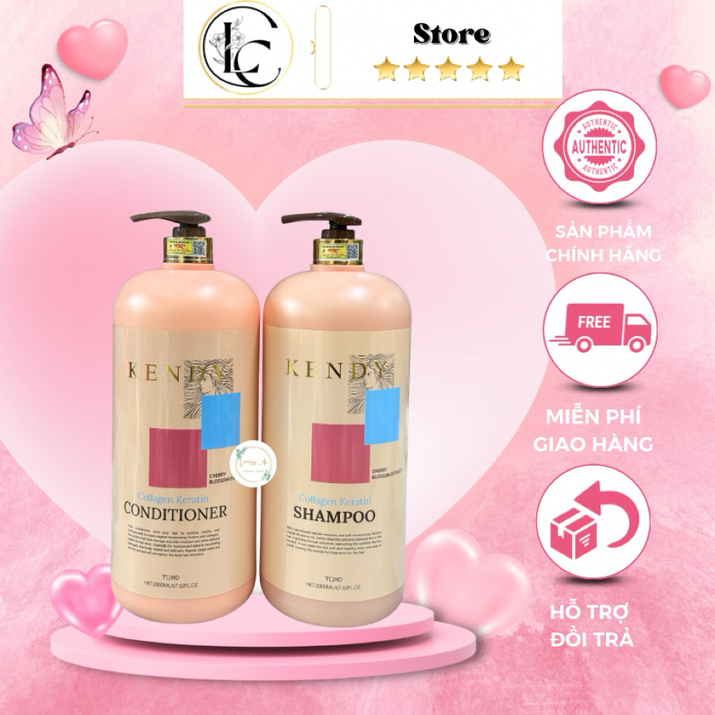 Cặp Dầu Gội - Xả KENDY Chống Rụng & Phục Hồi Tóc Hư Tổn Chuyên Dụng Spa 2000ML