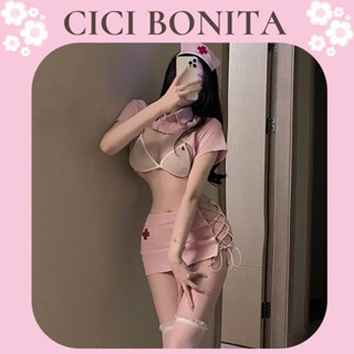 Váy ngủ cosplay cô ý tá gợi cảm, set đồ hóa trang nữ bác sĩ màu hồng đáng yêu siêu quyến rũ CICI BONITA CP08