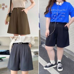  Quần Ngố Bigsize Nữ Ống Rộng Cạp Cao Quần Đùi Dáng Lửng Bigsize Cô Nhỏ Vải Tây Mango - Q569 