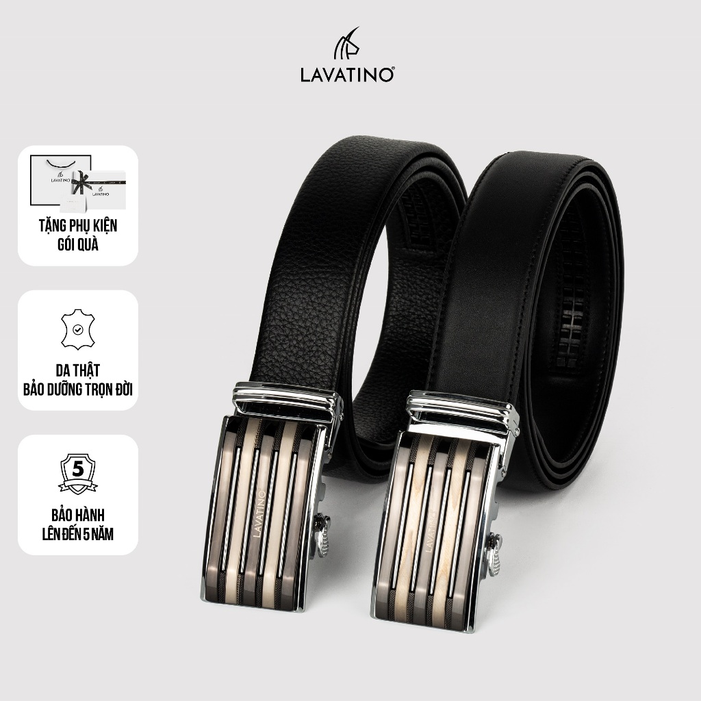 Thắt Lưng Nam Da Bò Cao Cấp Hàng Hiệu Lavatino Khoá Tự Động Thiết Kế Sang Trọng TIMELESS 10