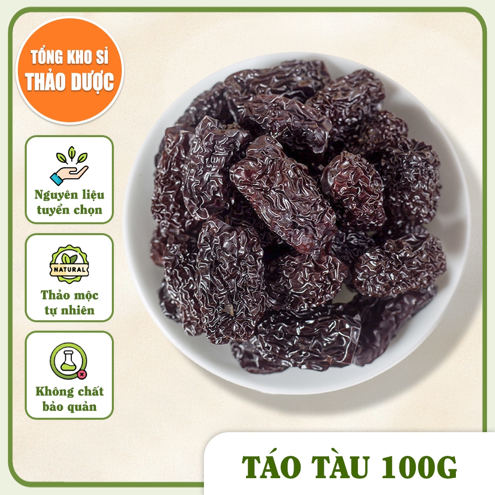 Táo tàu 100g, táo đen sấy dẻo, không tẩm đường, dày thịt, vị ngọt tự nhiên, dùng ăn vặt, pha trà