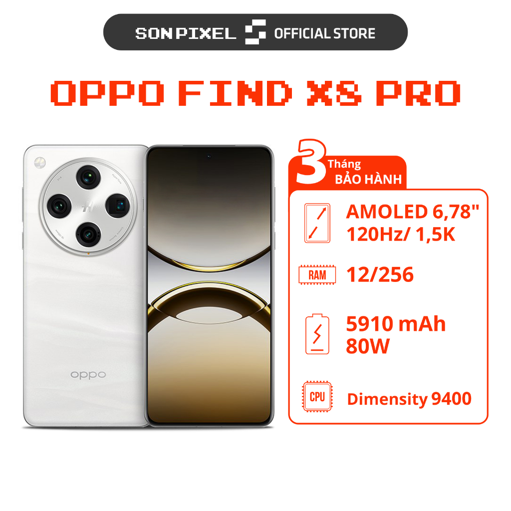  Điện Thoại OPPO Find X8 Pro Chip Dimensity 9400 Ram 12 256GB Pin 5910mAh. SonPixel 