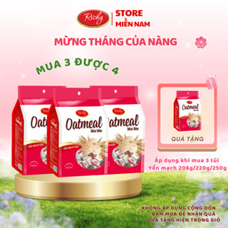 Combo 3 Túi Yến Mạch Oatmeal Vị Sữa 206g, Bánh Yến Mạch, Bánh Kẹo Richy