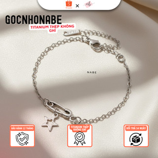  Vòng tay safetypin Star dây trơn thép không rỉ - Lắc tay nữ thép không ghỉ 