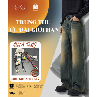 Quần Jean Ống Rộng ,Quần Bò Nam Wash Loang Vintage Phong Cách Hàn Quốc J22