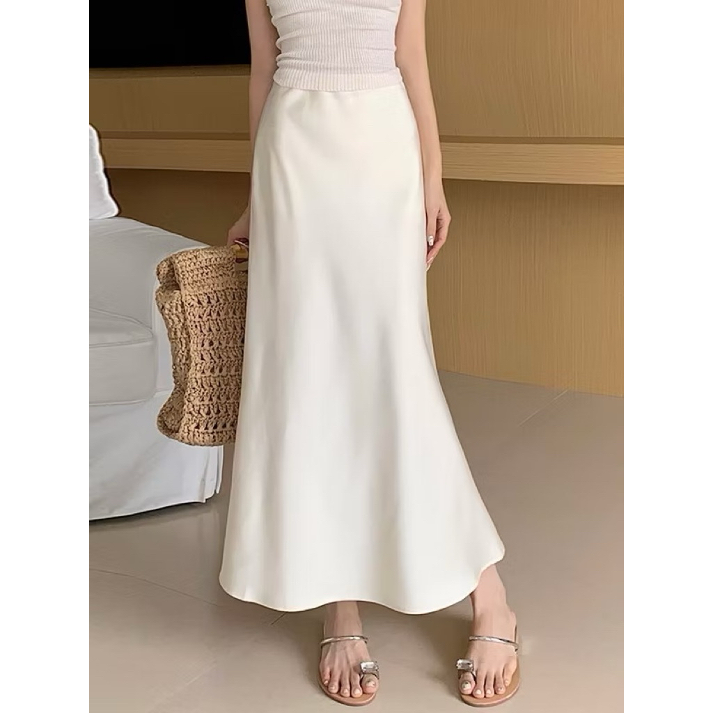Chân Váy Midi Dáng Dài Chất Liệu Lụa Satin Mềm Mịn Chân Váy Midi Lụa Đuôi Cá Nhẹ Dáng Dài 12 THÁNG SÁU | BigBuy360 - bigbuy360.vn