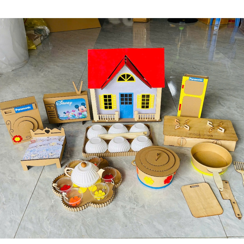 Bộ gia đình , chủ đề gia đình , trang trí mầm non, bộ đầu bếp, steam mầm non, mô hình trang trí, đồ 