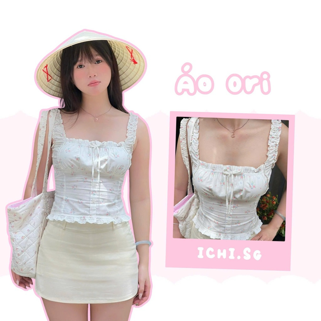 Ori top - áo dây nhún hoa nhí - ICHI.SG