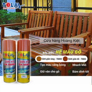   THÙNG 12 CHAI  Sơn Xịt Bóng Gỗ Tolax Màu Cánh Gián Vàng TX800 Màu Cánh Gián Đỏ TX801 