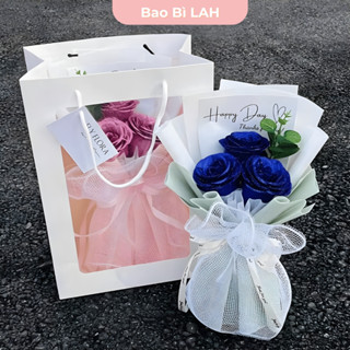 [HỎA TỐC] Túi Giấy Mặt Kính Đựng Hoa, Đựng Quà Tặng Tốt Nghiệp, Đựng Gấu màu trắng, màu hồng tặng cô, tặng thầy 20.11