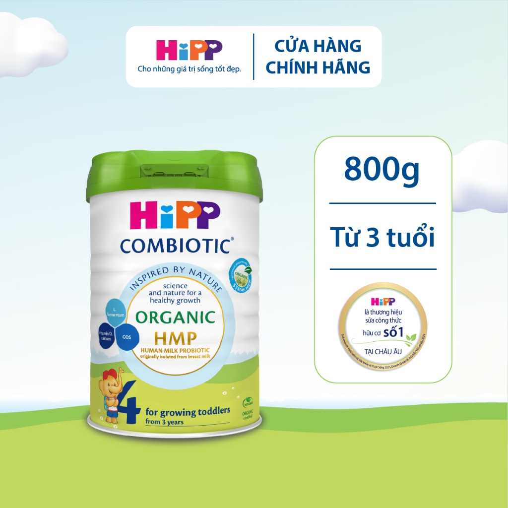 Sữa bột công thức HiPP 4 Organic Combiotic 800g (dành cho trẻ từ 3 tuổi)
