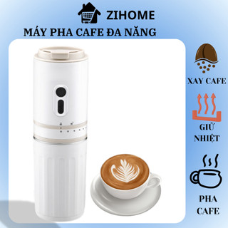  Máy pha cà phê cầm tay 3 trong 1 không dây xay hạt pha cà phê mang đi ly giữ nhiệt tiện lợi 