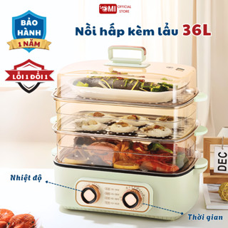 Nồi hấp kèm lẩu 36L đa năng Máy hấp gà 4kg nguyên con, nồi lẩu điện, chiên, xào. bảo hành 12 tháng