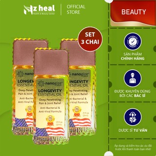 [SET 3 CHAI] Dầu gió Mỹ Longevity NANOGIZE Essential Oil (21ml) - Dầu gió cô Phương Hằng tin dùng