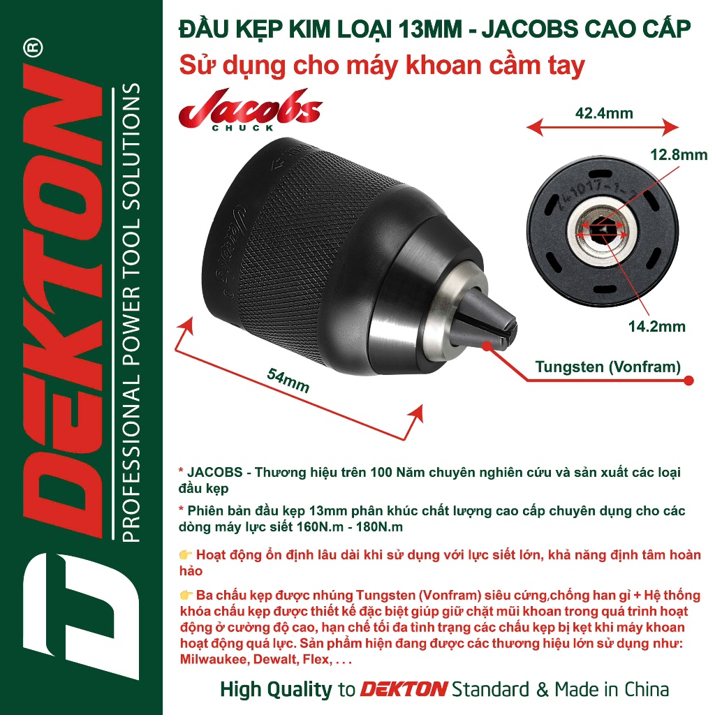 Đầu Cặp Khoan 13 Li / JACOBS / Phù Hợp Cho Những Dòng Máy Có Lực Siết Lớn 160Nm-180Nm Trên Thị Trườn