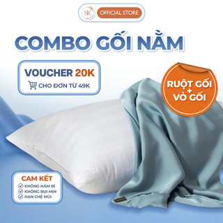 Combo Gối Nằm Lông Vũ Nhân Tạo SIKA HOUSE – Full set ruột gối + vỏ gối, mềm mại, thoáng khí, cải thiện giấc ngủ sâu