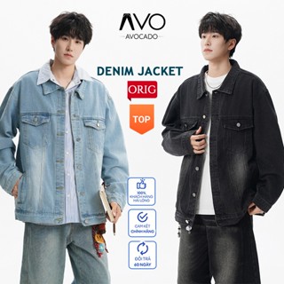  Áo Khoác jean nam nữ Unisex áo khoác bò form rộng màu Xanh Đen xám trắng size - Avocado 