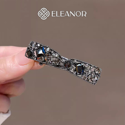 Kẹp tóc nữ Eleanor Accessories đính đá màu đen hình nơ phụ kiện tóc kẹp tóc mái 10587