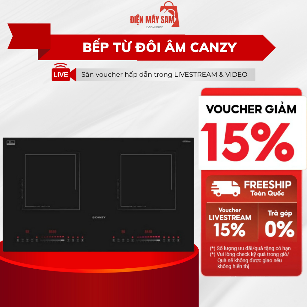Bếp từ đôi âm Canzy CZ D216Smart 9.0 nấu nhanh, khóa trẻ em an toàn, tiết kiệm điện năng