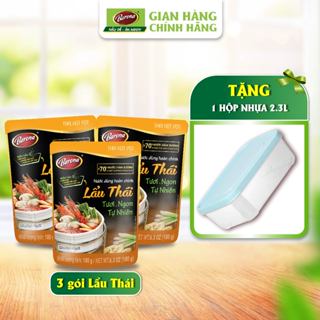  Combo 3 gói Nước dùng Lẩu Thái Barona 180g +  Tặng 1 hộp nhựa cao cấp 2.3 lít  