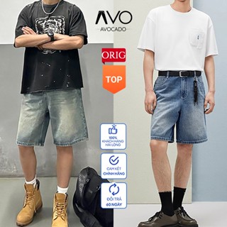 Quần Short đùi Bò Jean Nam Avocado Trắng Đen Retro Wash Co Giãn form TRÊN GỐI