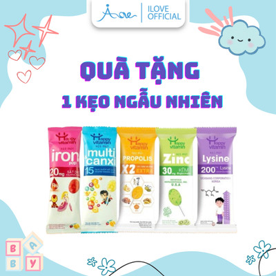 (QUÀ TẶNG) Kẹo Mút Happy Vitamin, Kẹo Hoa Quả - Bổ Sung Sắt, Kẽm, Canxi, Lysine, Keo Ong Extra, Bổ Mắt-Hàng Chính Hãng