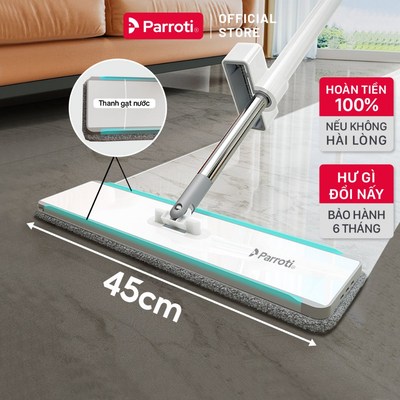 Cây lau nhà tự vắt xoay 360 độ, chổi lau nhà thông minh, Cây lau nhà công nghiệp bàn lau 45cm,  Parroti Magic - MG03