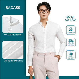 Áo Sơ Mi Nam Cổ Tàu Dài Tay BADASS Vải Đũi Xước Cao Cấp, Thoáng Mát, Lịch Lãm - STDOL419