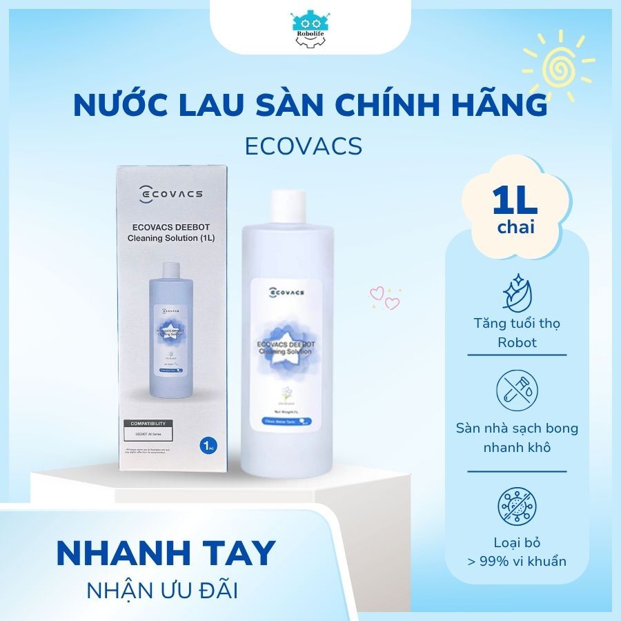 Nước lau sàn chính hãng cho robot hút bụi lau sàn Ecovacs