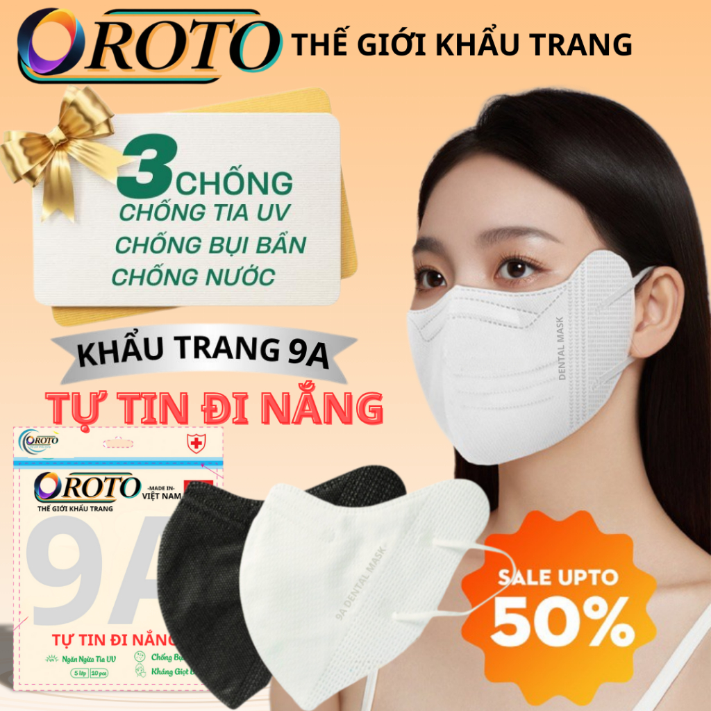 Thùng 320 cái Khẩu Trang 9A OROTO Chống Nắng kín mặt và Tia Uv,5 Lớp Dầy Dặn,Khẩu Trang Đi Nắng