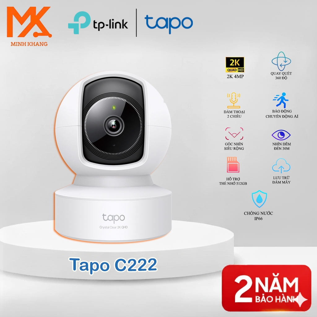 [TAPO Chính Hãng] Tapo C222 – Camera AI Wi-Fi An Ninh Gia Đình Quay Quét 2K | Theo Dõi Thông Minh, B