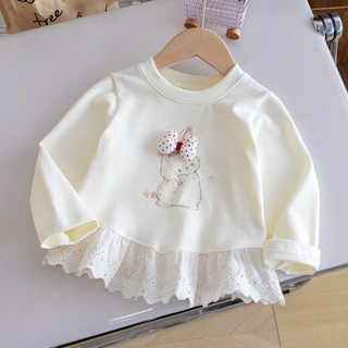  Áo thun thỏ đính nơ nổi gấu ren cho bé gái Malwee cho bé từ 2-8 tuổi -MT171 